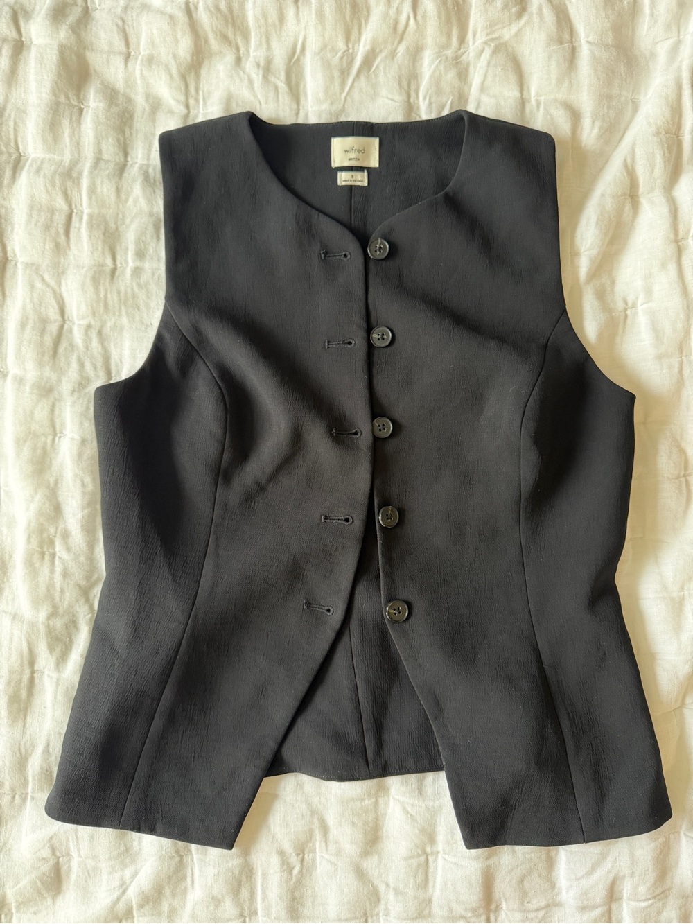 Wilfred Aritzia Black Tailored Sleeveless Button Vest